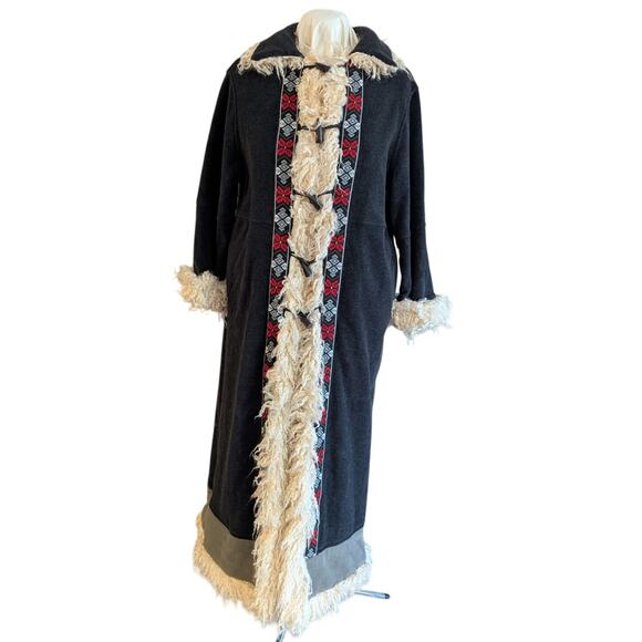 Fjäll Long Soft Medium-Weight Coat Adjustable Sleeve Toggle Buttons Side Pockets - Picture 2 of 8